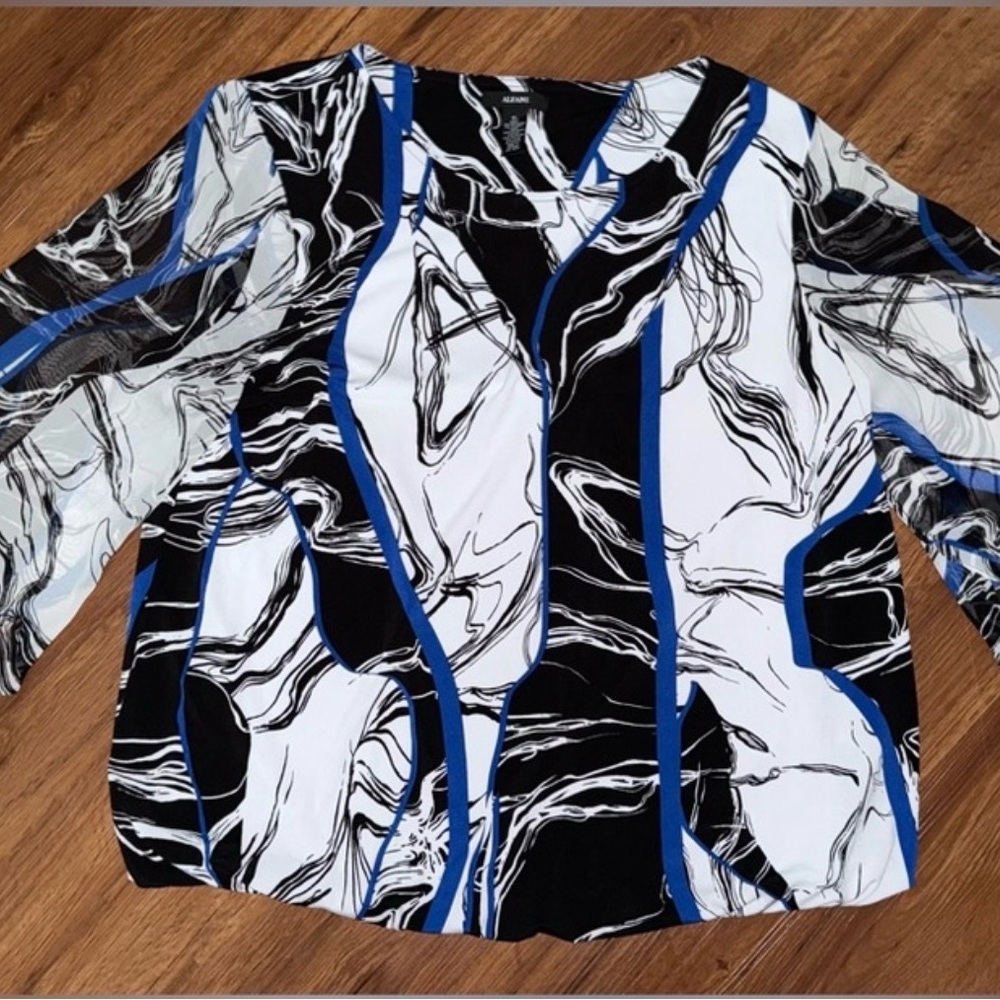 Alfani Abstract Black, White, and Blue Tunic